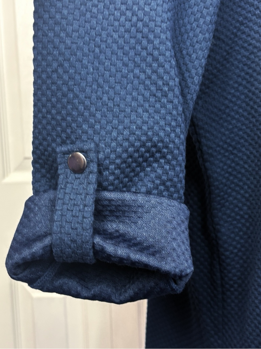 NWT CJ Banks Navy Blue Textured Knit Open Front Shacket Blazer 1X - Picture 11 of 16